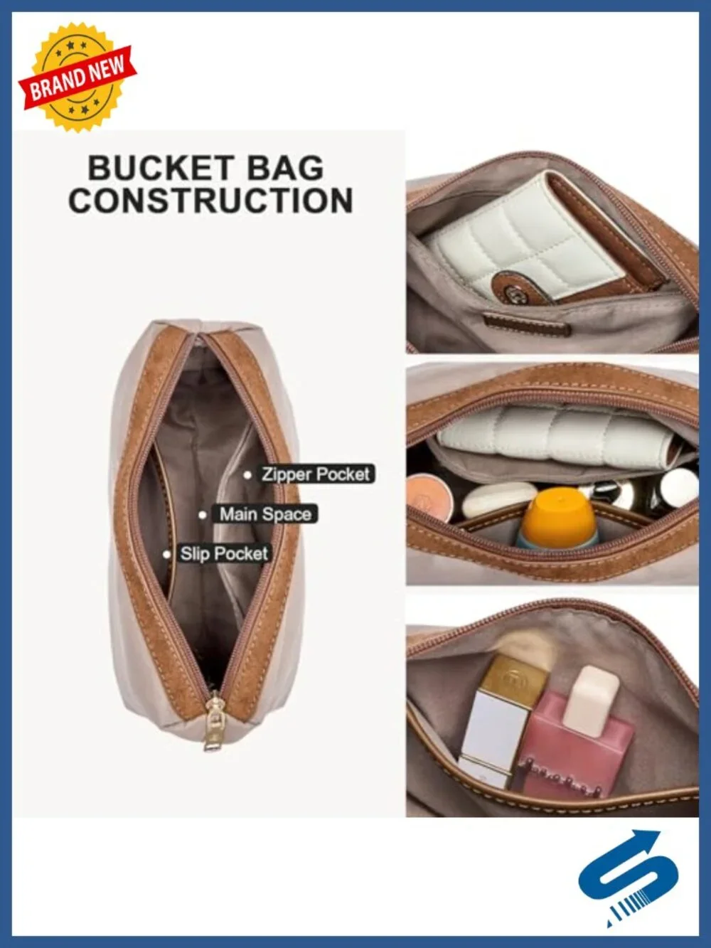 Faux Suede Bucket Bag with Adjustable Strap and Detachable Pouch